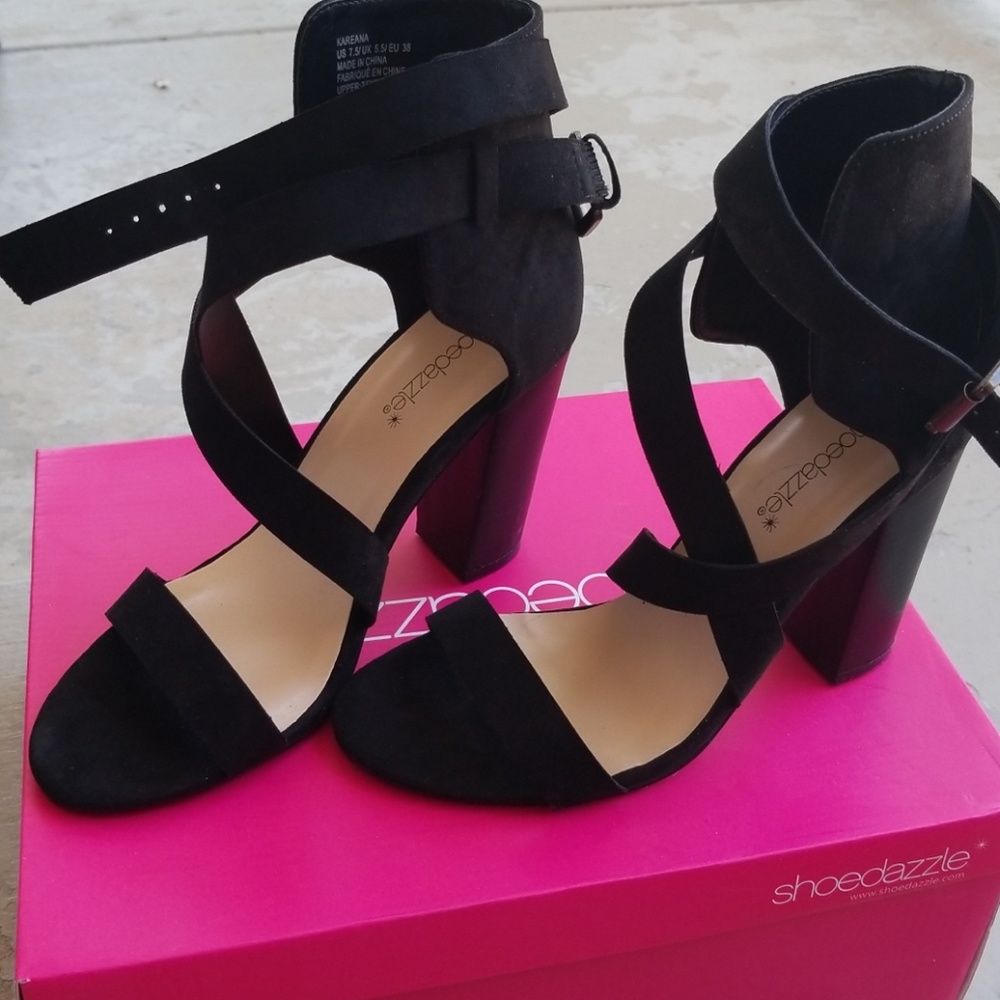 Black wrap ankle sandals